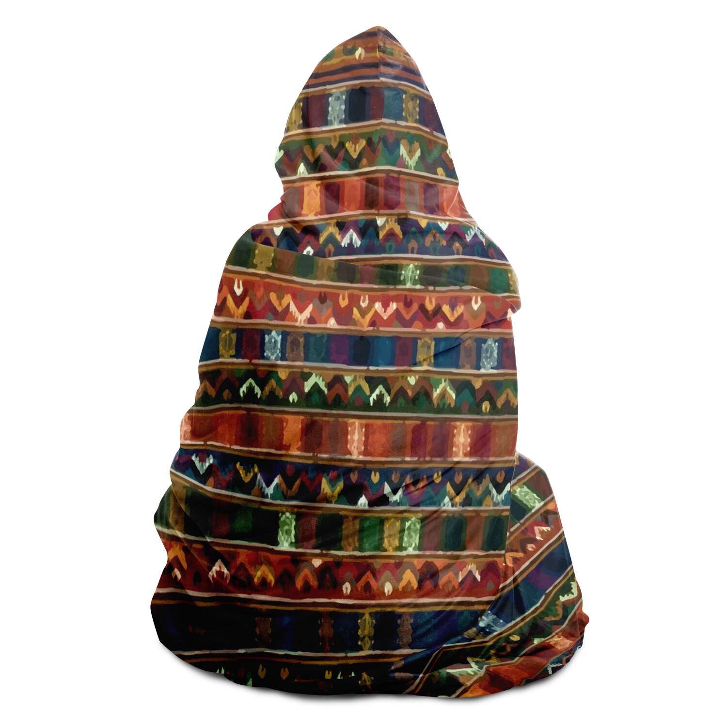 Hooded Blanket - AOP Sherpa Hooded Blanket, Kira Bhutan Traditional Design