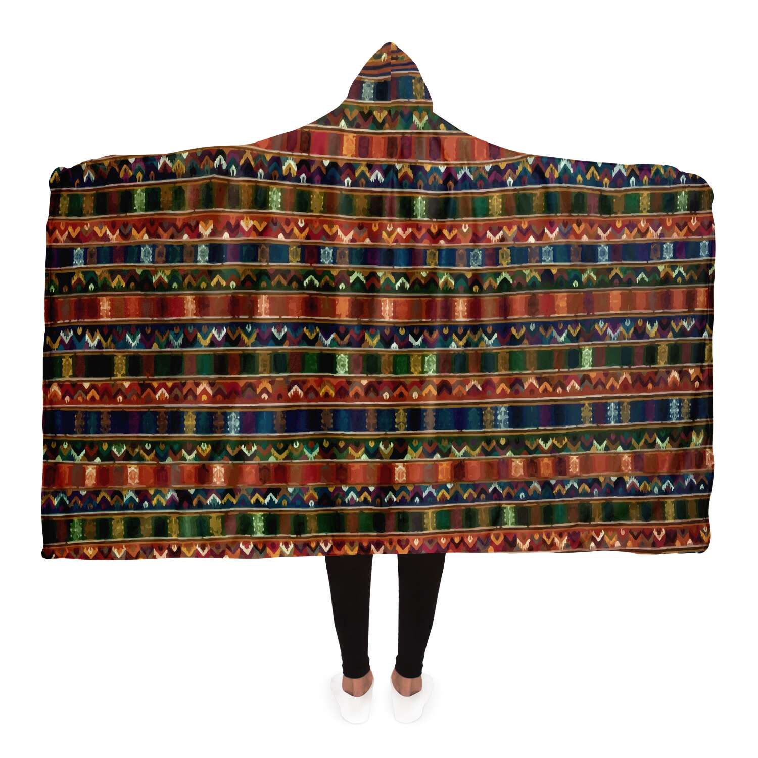 Hooded Blanket - AOP Adult / Premium Sherpa Sherpa Hooded Blanket, Kira Bhutan Traditional Design