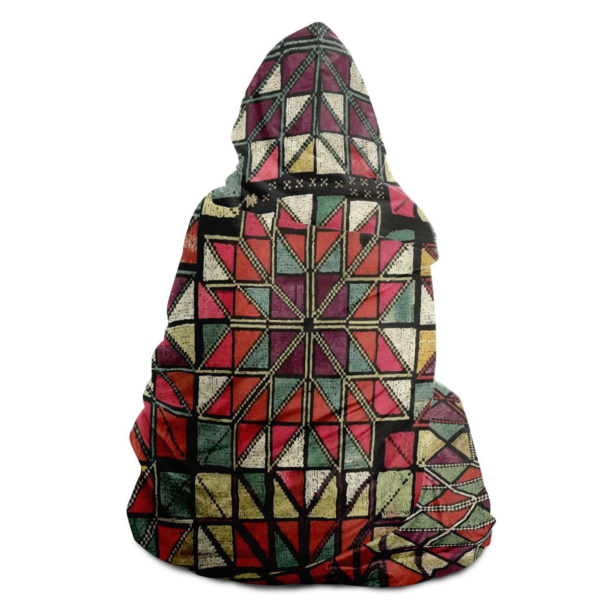 Sherpa Hooded Blanket, Miao Culture Antique, Traditional Design