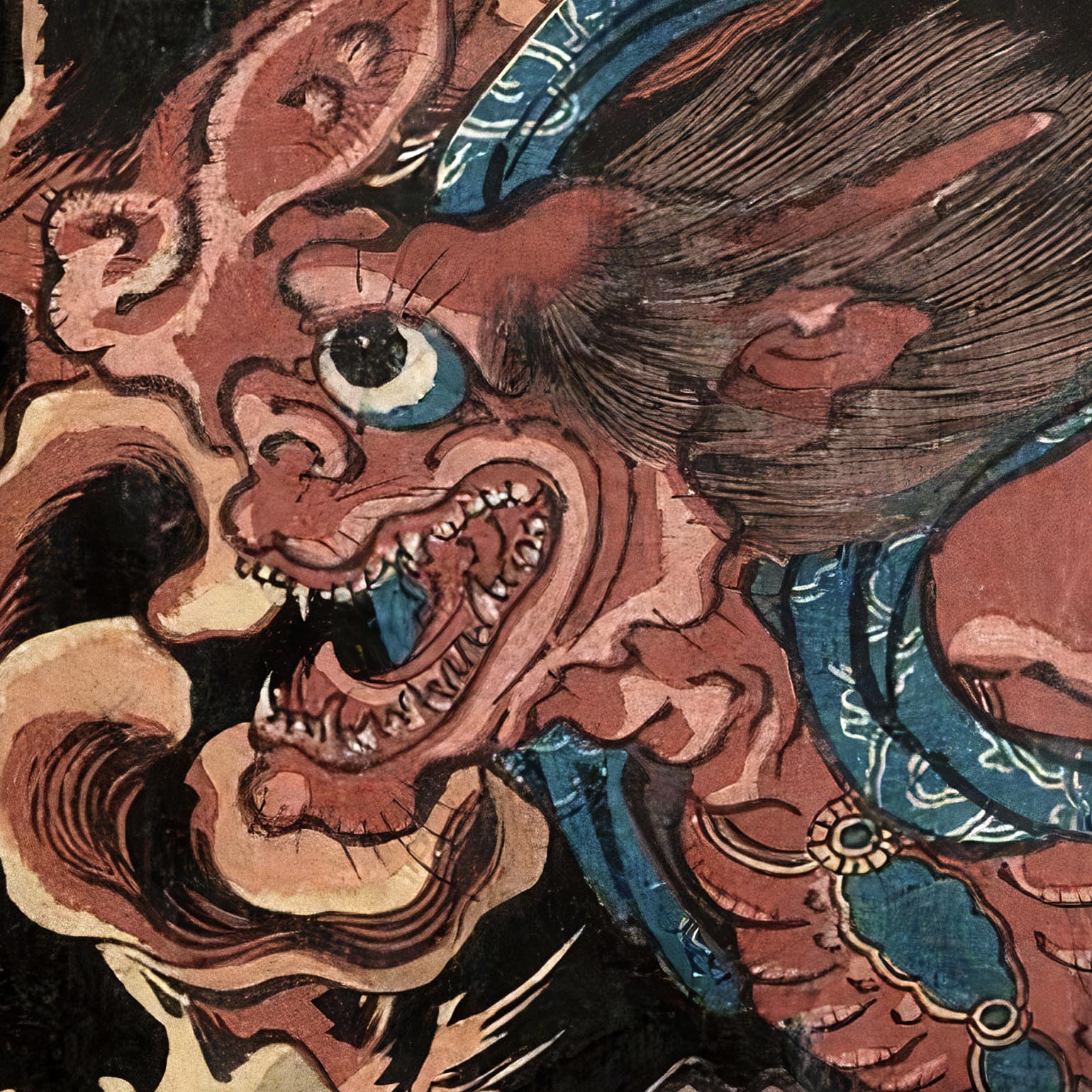 giclee Shinrai, the Japanese Thunder God, Utagawa Kuniyoshi Ukiyo-e Yokai Fire Demon Fine Art Print