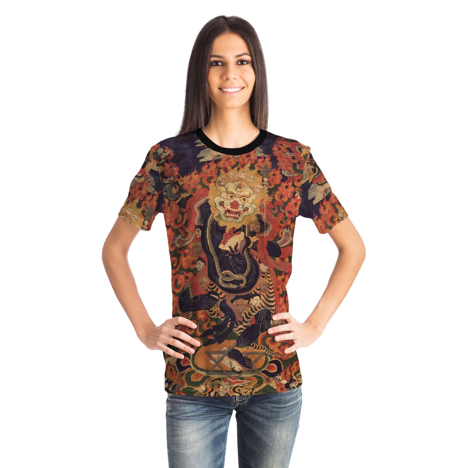 T-shirt Simhamukha, Lion-headed Dakini, Tibetan, Dzogchen Wisdom Yogini Erotic Feminist Graphic T-Shirt Tee