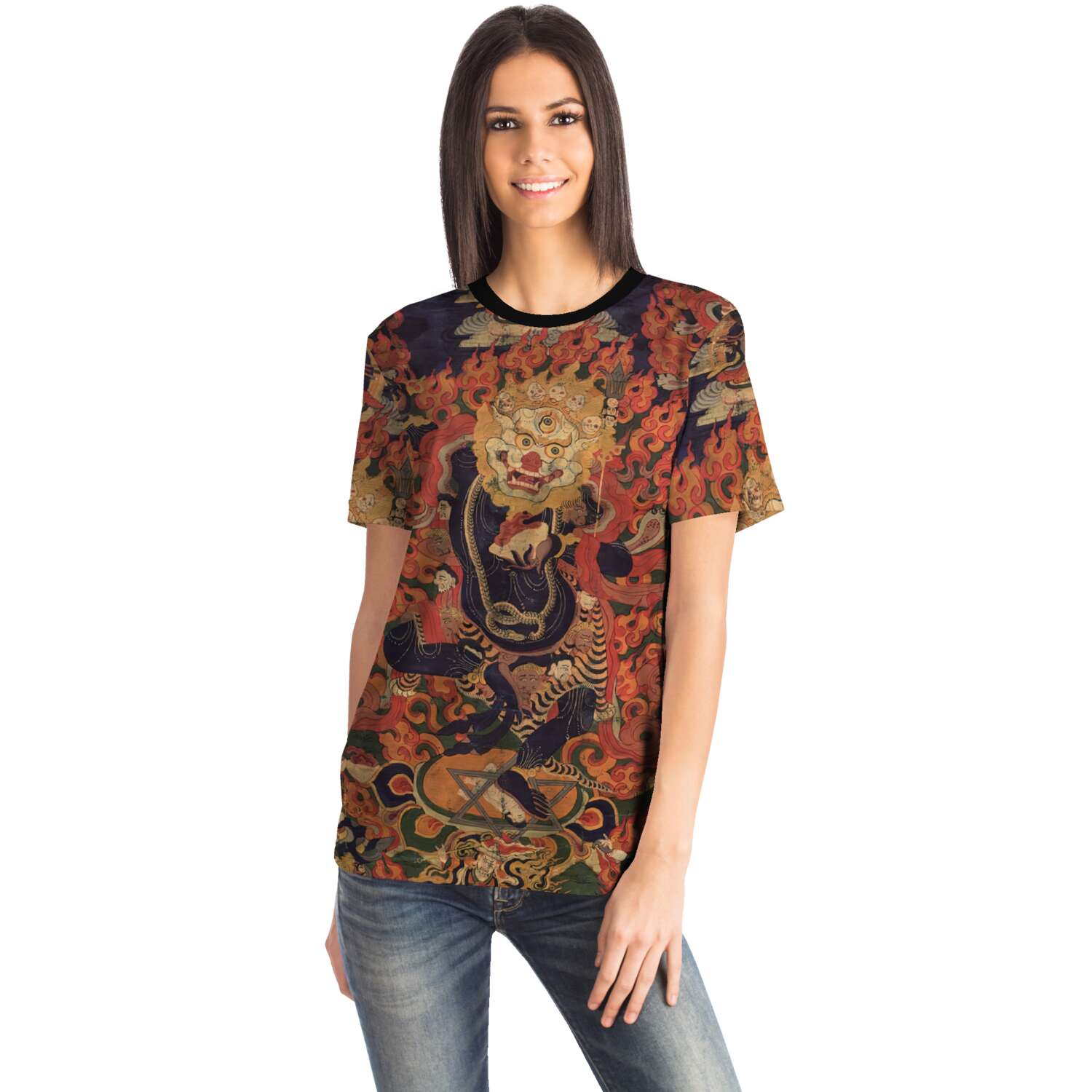 T-shirt Simhamukha, Lion-headed Dakini, Tibetan, Dzogchen Wisdom Yogini Erotic Feminist Graphic T-Shirt Tee