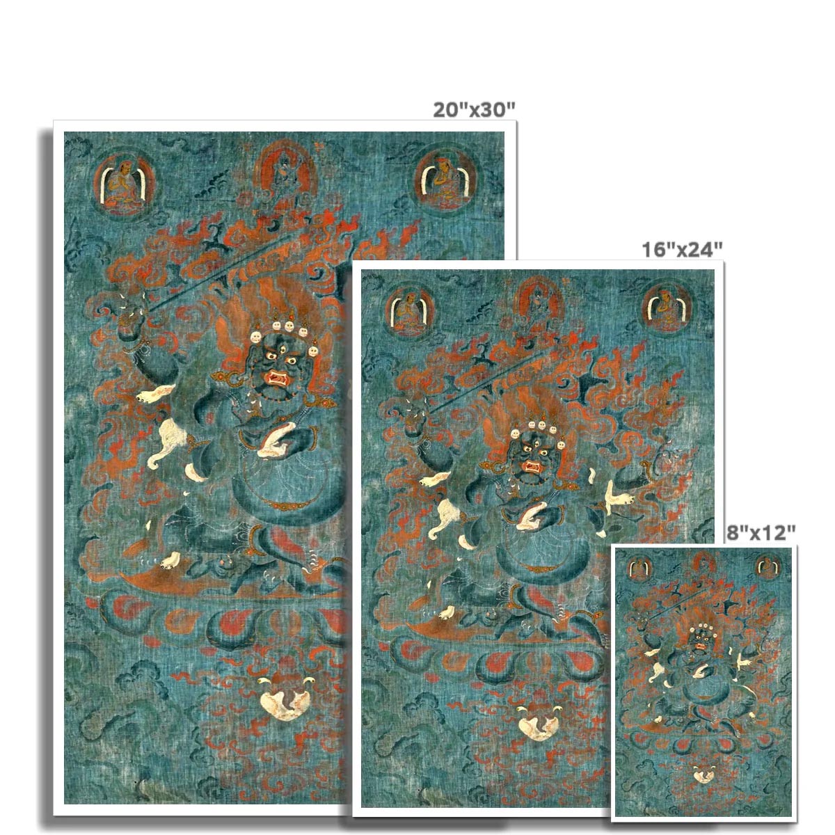 Blue Mahakala Tibetan Wrathful Deity Thanga | Himalayan Buddhism Meditation Fine Art Print