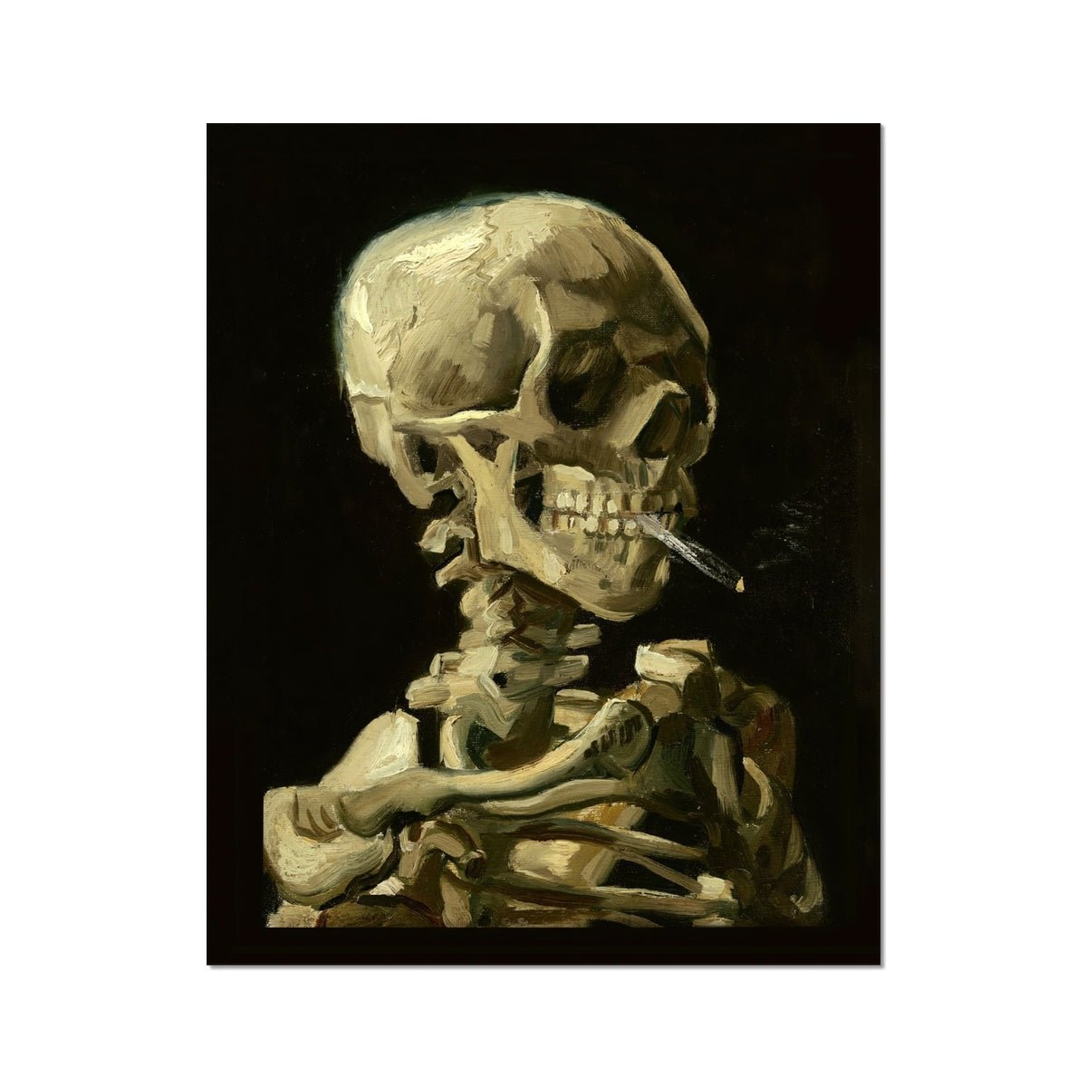 Skeleton Smoking Spliff Skull Cannabis Weed 420, Pot, Herb, Ganja, Reefer, Marijuana, Stoner, Pothead Van Gogh Weed Fine Art Print