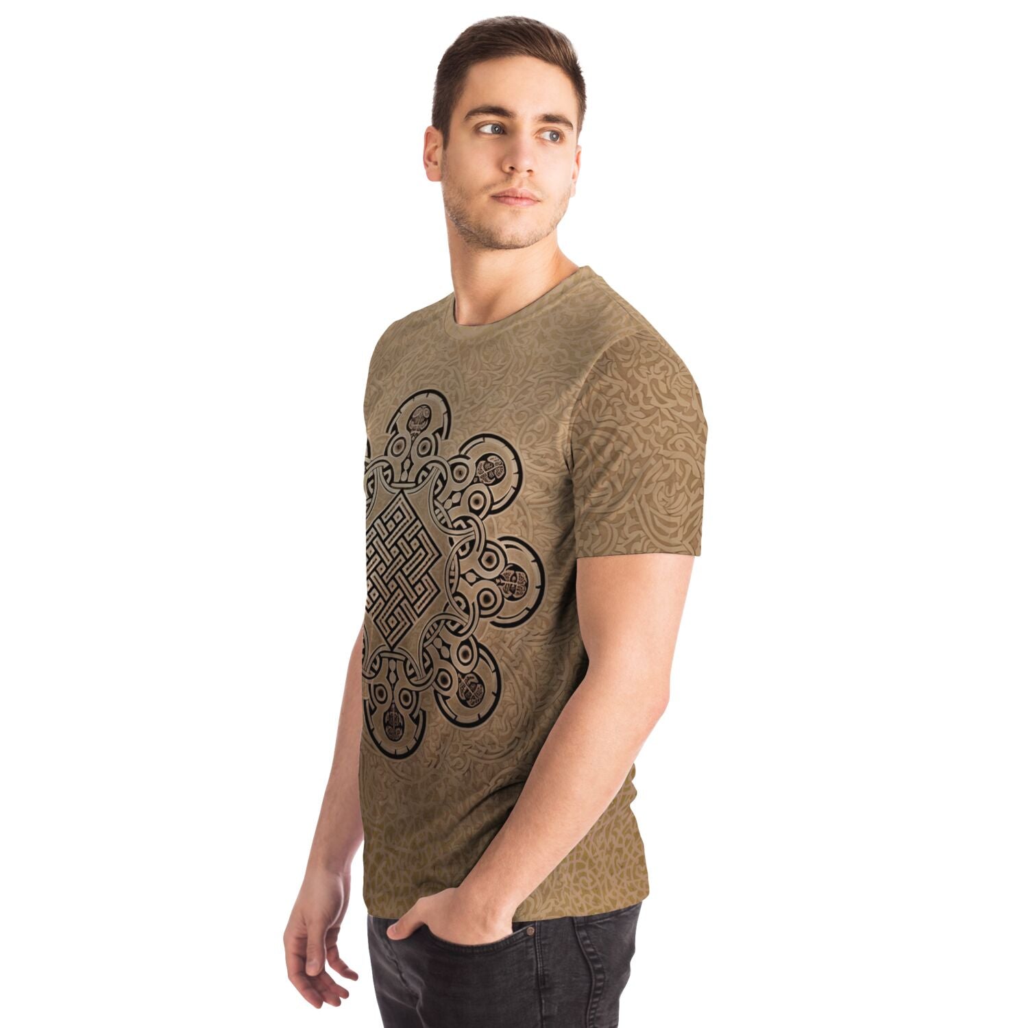 T-shirt Skull Sacred Geometry, Metatron's Cube | Zen Interbeing, Buddhist Eternal Knot Graphic Art T-Shirt