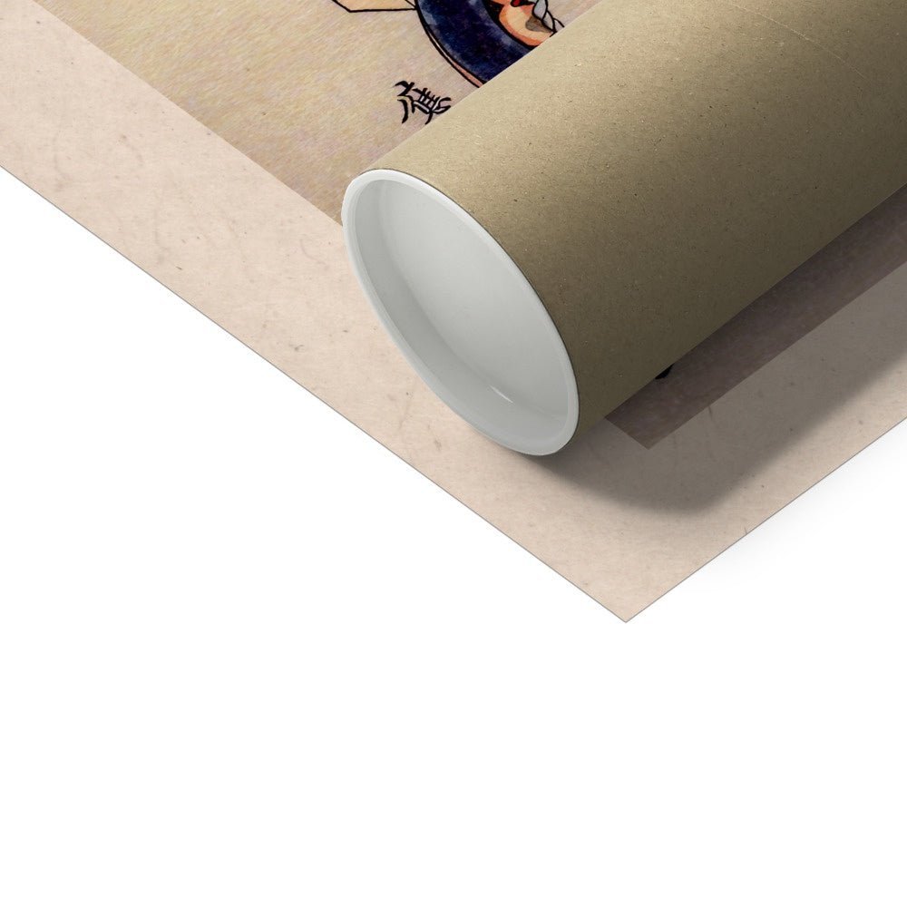 Snake and Melon (Totoya Hokkei) Antique Japanese Ukiyo-e Folklore Serpent Woodblock Pastel Edo Period Vintage Fine Art Print