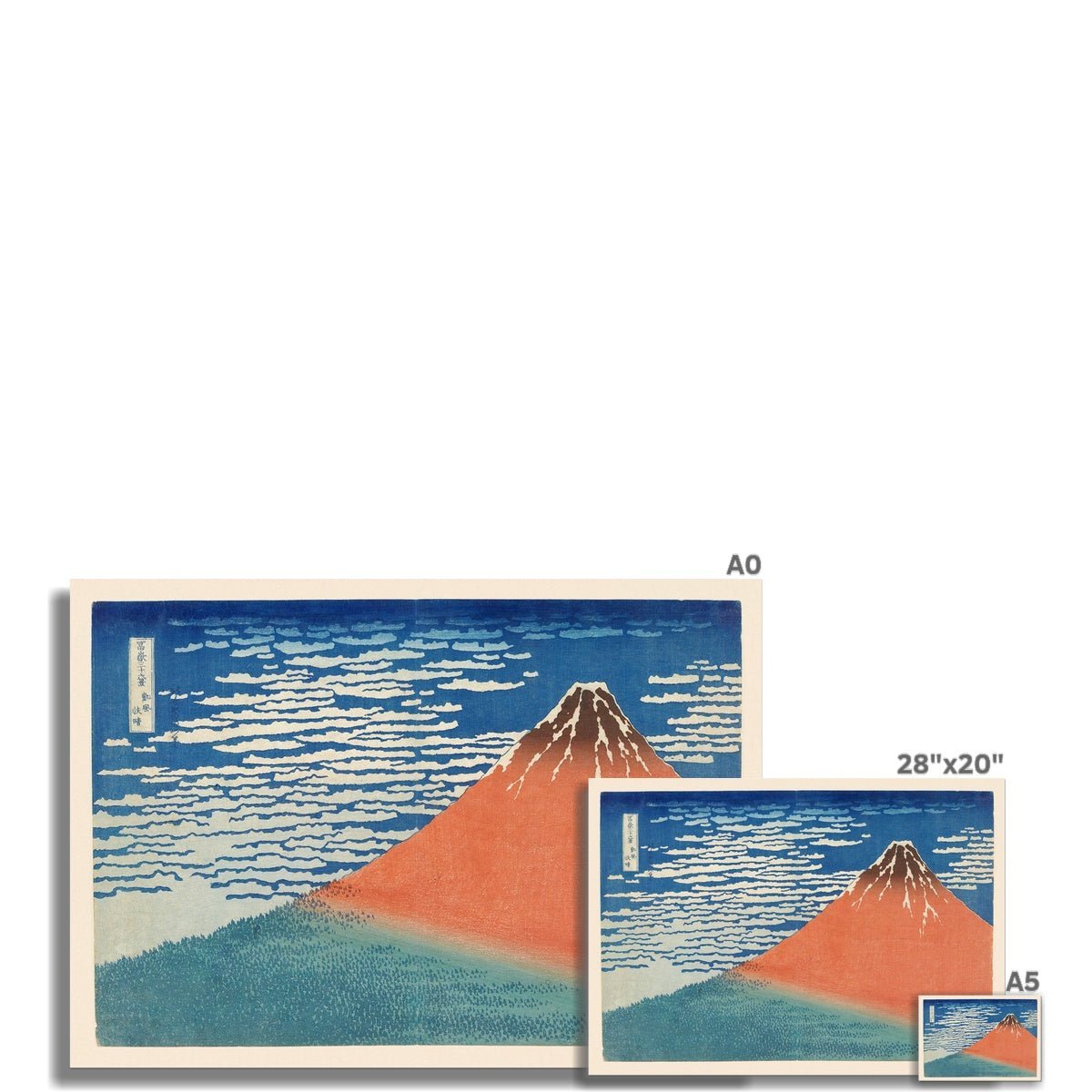 giclee A5 Landscape South Wind, Clear Sky (Katsushika Hokusai) Ukiyo-e Giclée Fine Art Print