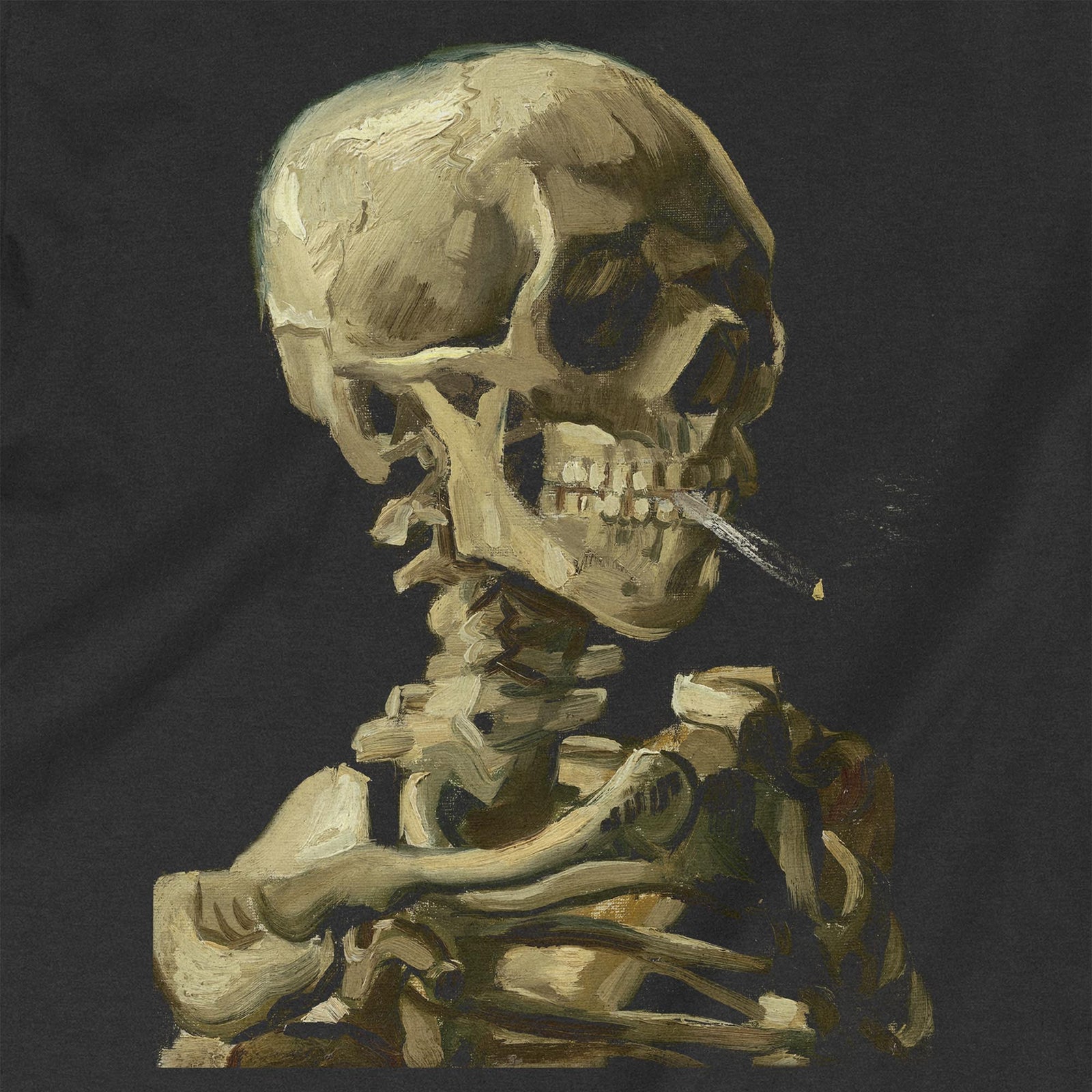 Spliff Skeleton Smoking Weed Skull Cannabis 420, Pot, Herb, Ganja, Marijuana, Stoner, Pothead Van Gogh Weed Graphic T-Shirt