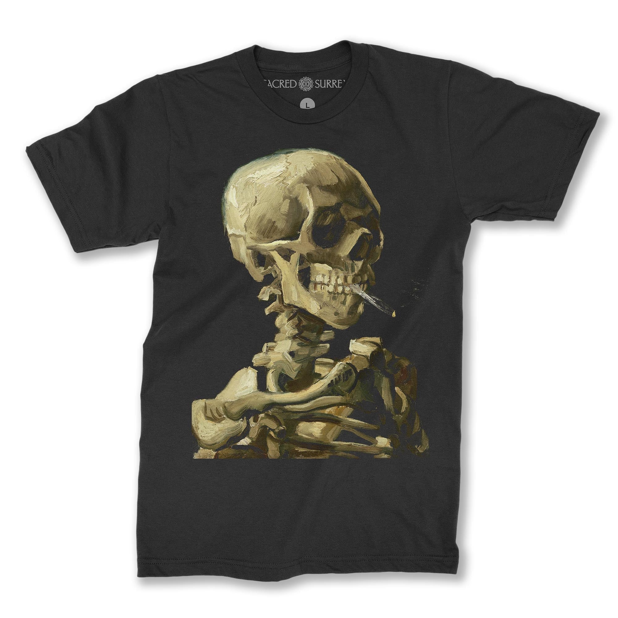 T-Shirts S / Black Spliff Skeleton Smoking Weed Skull Cannabis 420, Pot, Herb, Ganja, Marijuana, Stoner, Pothead Van Gogh Weed Graphic T-Shirt