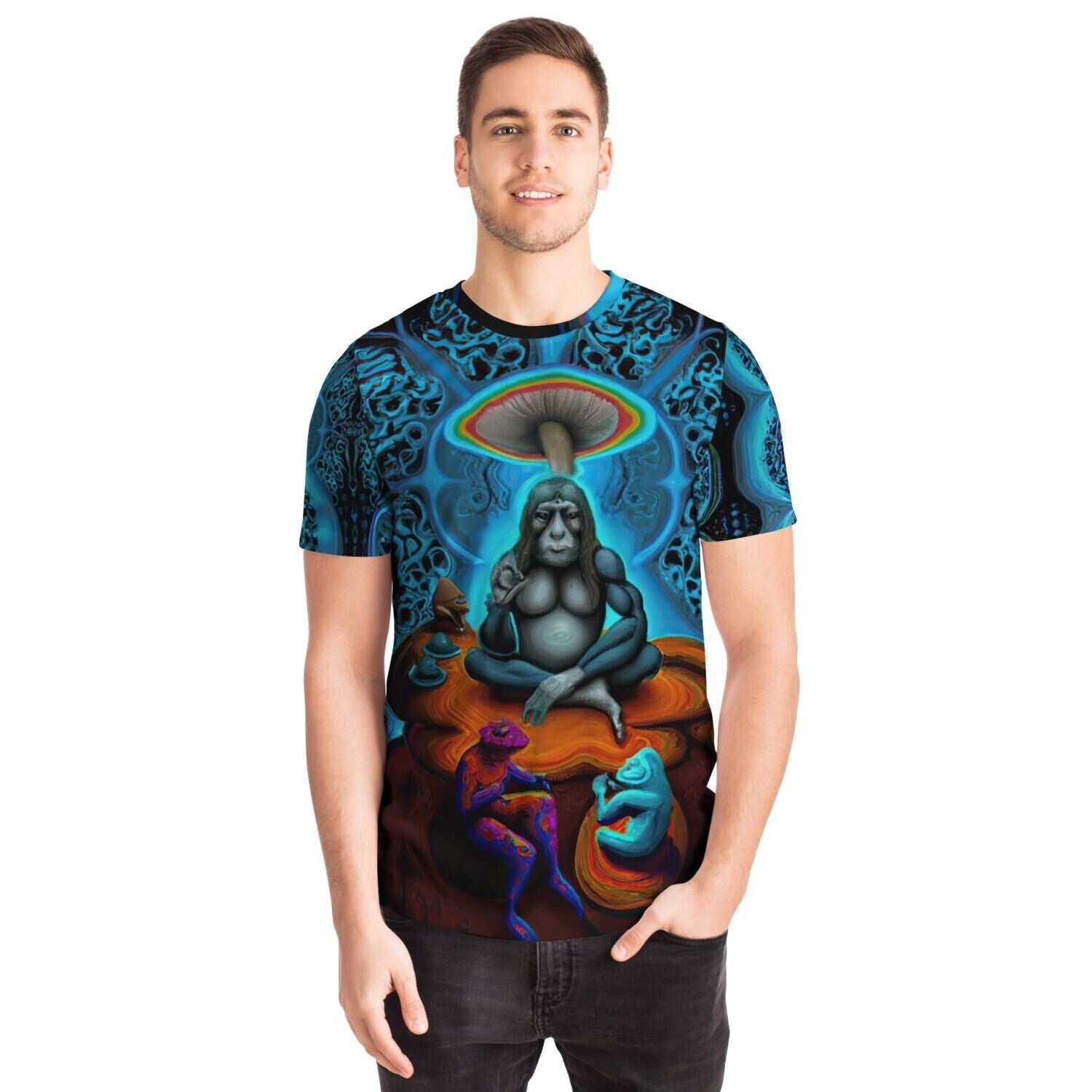 Stoned Ape Theory | Psychedelic Evolution | DMT, LSD, Ayahuasca, McKenna | Trippy Digital Art T-Shirt