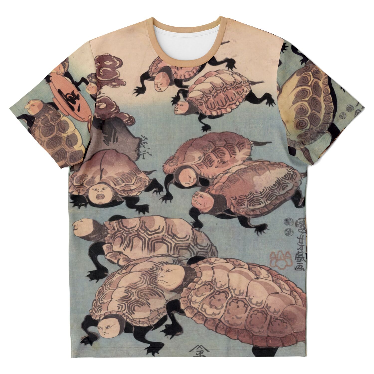 T-shirt XS Strange and Marvelous Turtles of Happiness | Kuniyoshi Ukiyo-E Kawai Tortoise Graphic Art T-Shirt