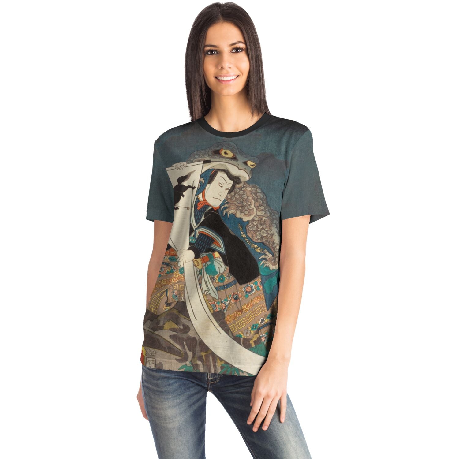 Supernatural Toad Shōgun Tarō Yoshikado | Toad Samurai, Frog Ronin, Japanese Warrior Ukiyo-e Graphic Art T-Shirt