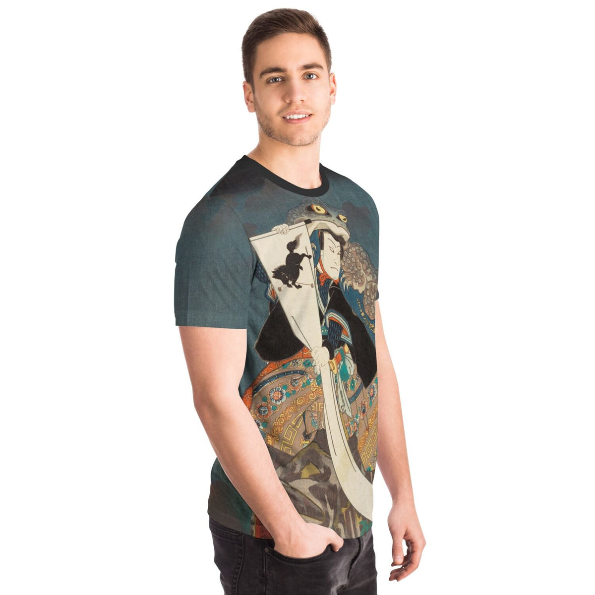 Supernatural Toad Shōgun Tarō Yoshikado | Toad Samurai, Frog Ronin, Japanese Warrior Ukiyo-e Graphic Art T-Shirt
