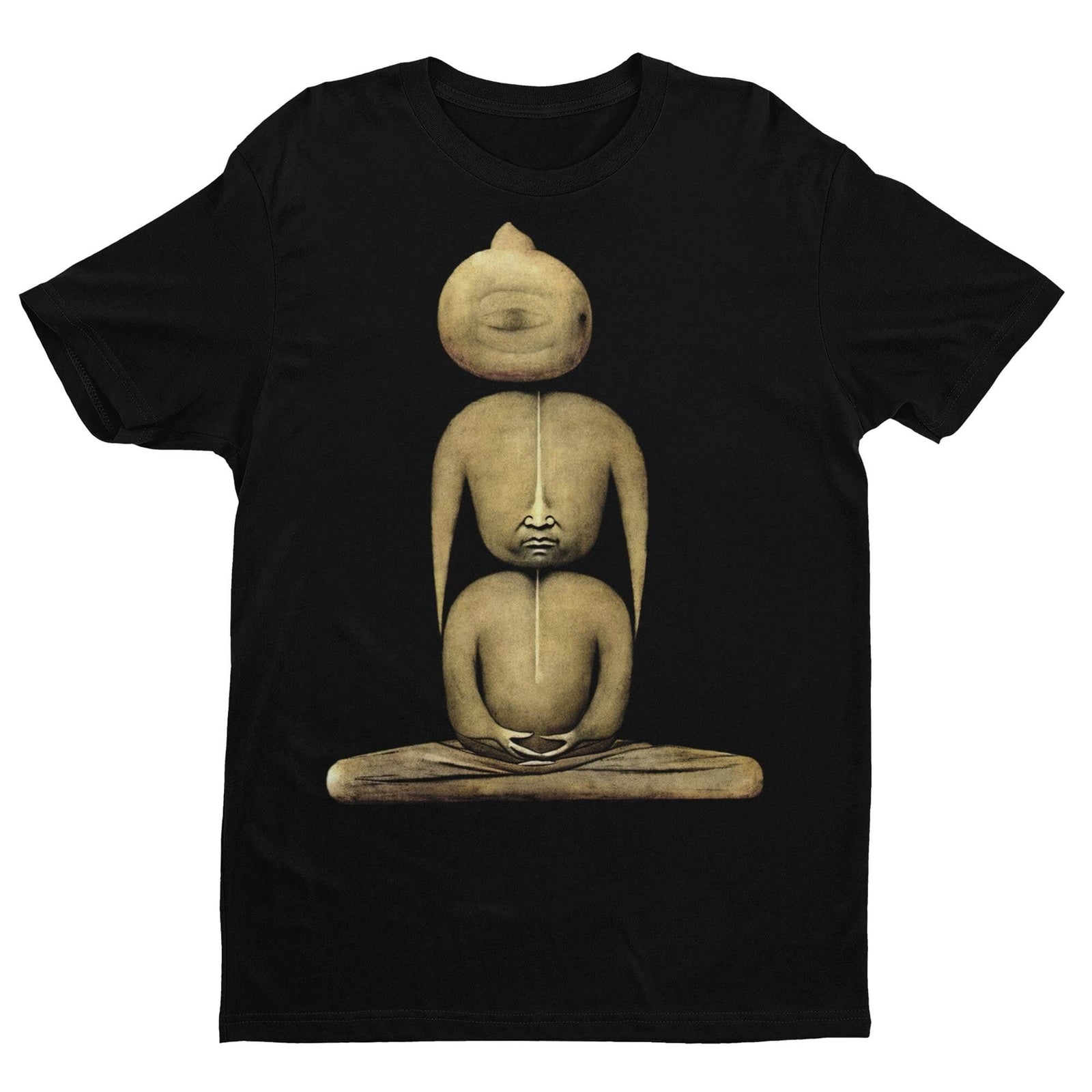 Surreal Stone Zen Buddhist Monk | Third Eye Trippy Buddhist Meditation Art | Stoner Gift, Weed Lover Gift, 420 Graphic Art T-Shirt Tee