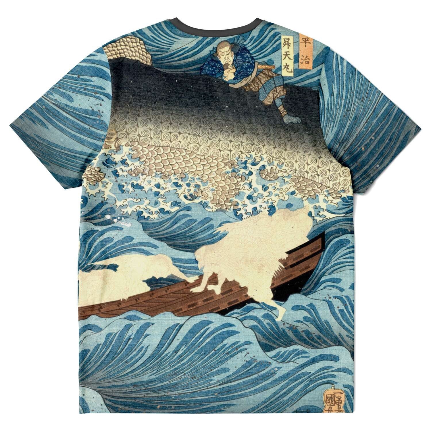 Tametomo Rescued From the Storm by Kuniyoshi Utagawa Antique Samurai Ronin Vintage Japanese Woodblock Ukiyo-e T-Shirt Tee