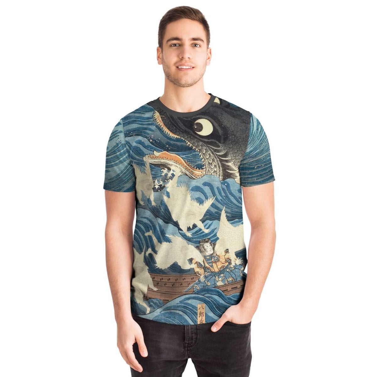 Tametomo Rescued From the Storm by Kuniyoshi Utagawa Antique Samurai Ronin Vintage Japanese Woodblock Ukiyo-e T-Shirt Tee