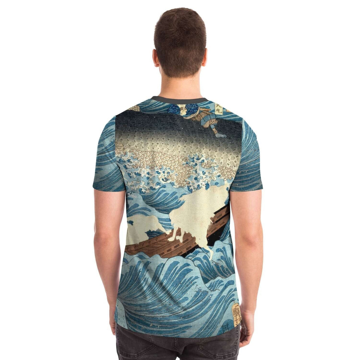 Tametomo Rescued From the Storm by Kuniyoshi Utagawa Antique Samurai Ronin Vintage Japanese Woodblock Ukiyo-e T-Shirt Tee
