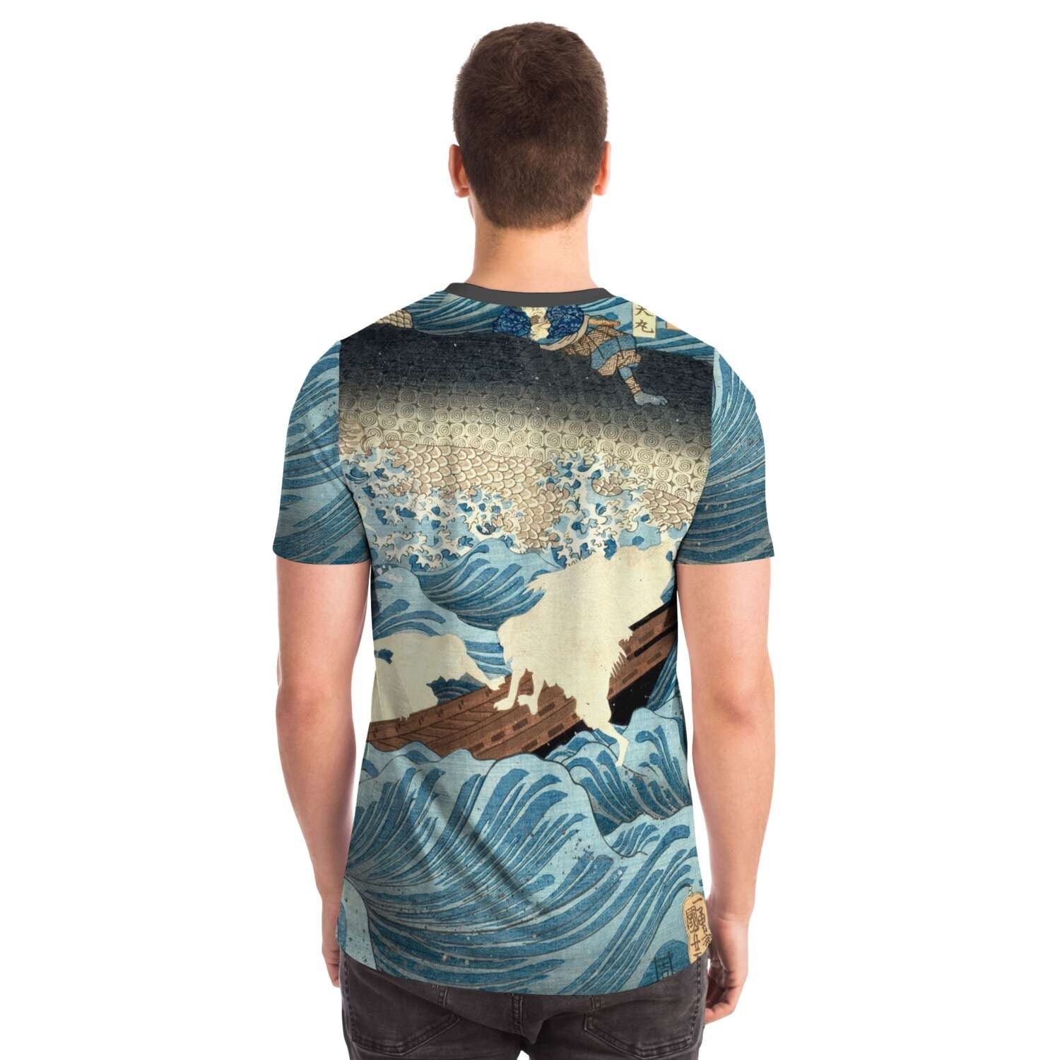 Tametomo Rescued From the Storm by Kuniyoshi Utagawa Antique Samurai Ronin Vintage Japanese Woodblock Ukiyo-e T-Shirt Tee