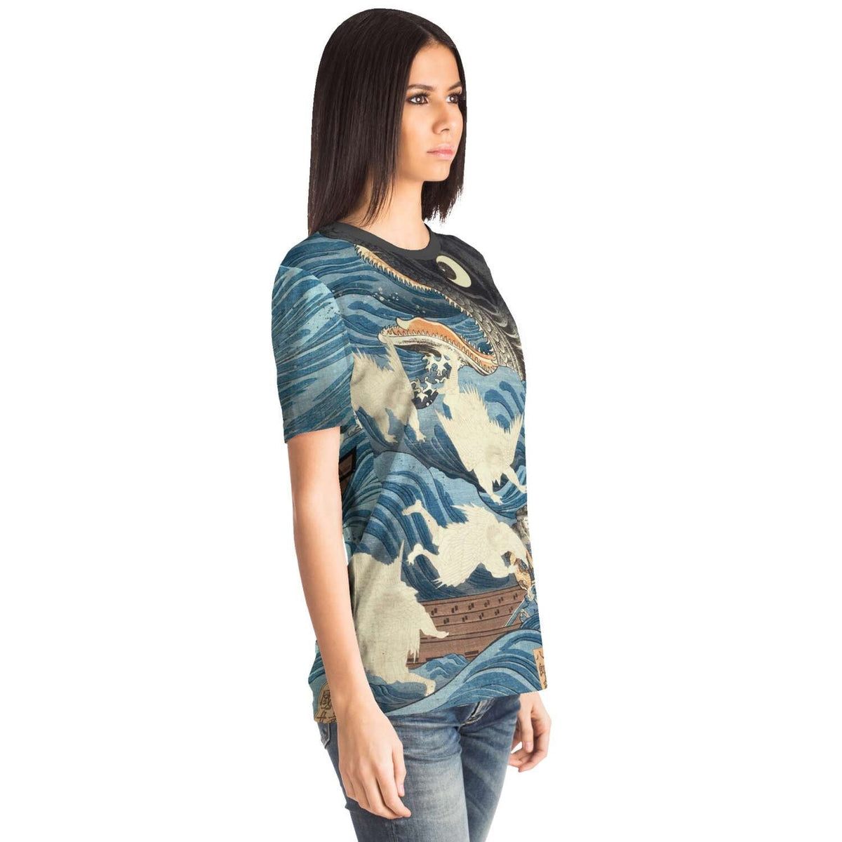 Tametomo Rescued From the Storm by Kuniyoshi Utagawa Antique Samurai Ronin Vintage Japanese Woodblock Ukiyo-e T-Shirt Tee