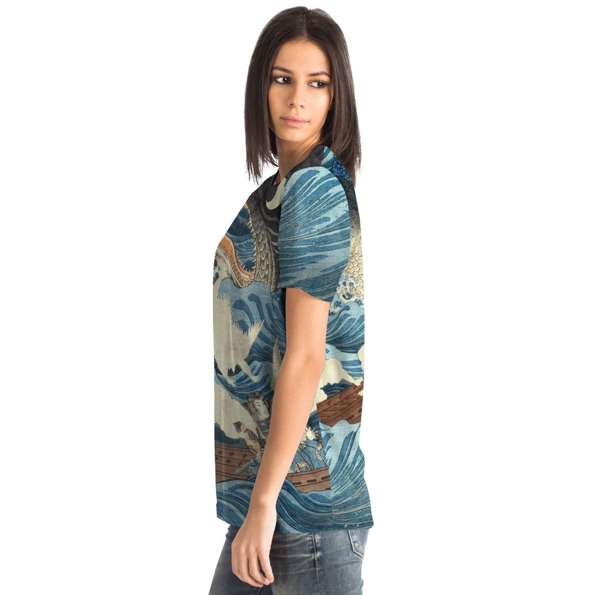 Tametomo Rescued From the Storm by Kuniyoshi Utagawa Antique Samurai Ronin Vintage Japanese Woodblock Ukiyo-e T-Shirt Tee