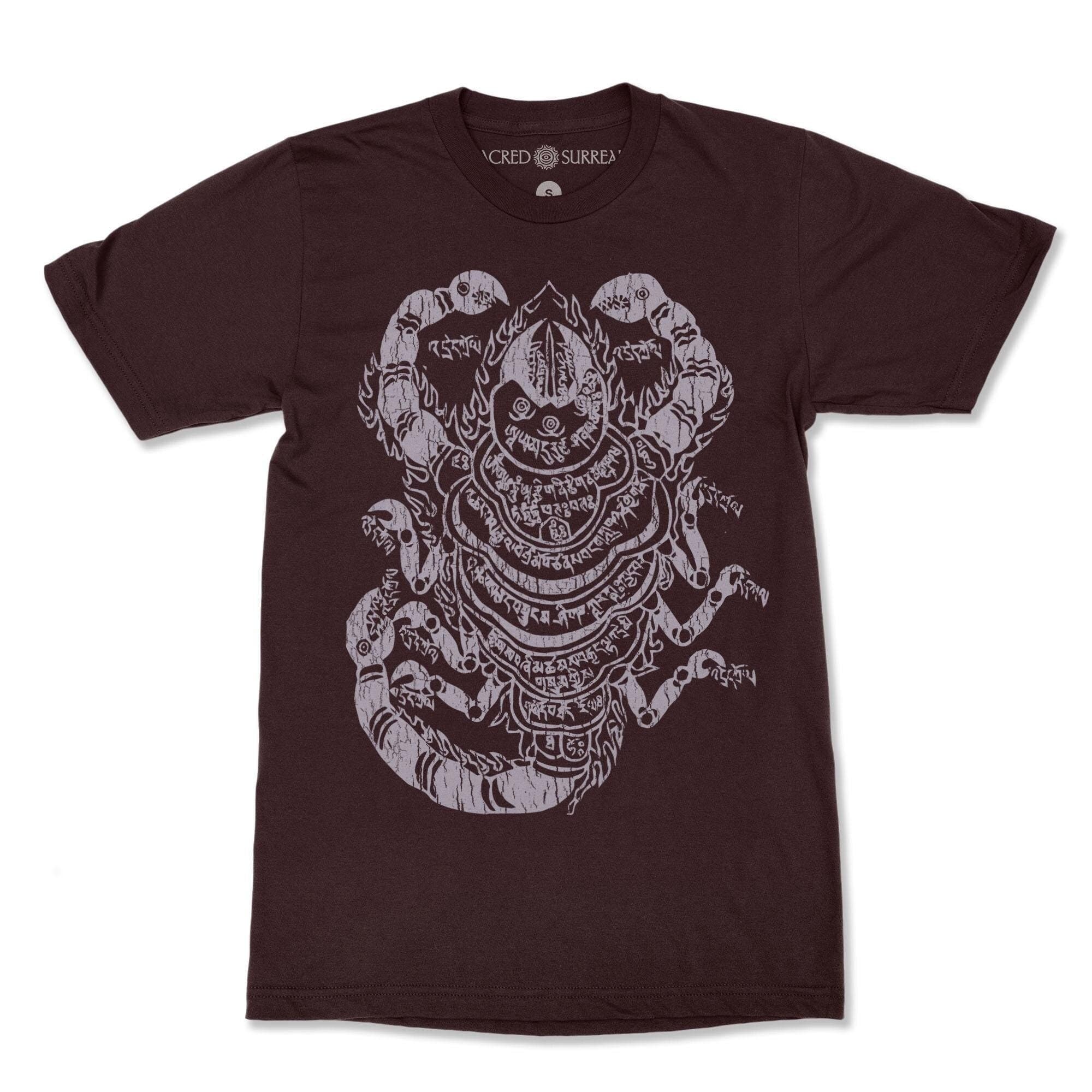 DTG T-Shirt XS / Oxblood Black Tantric Scorpion Dharma Charm Against Demons Buddhist Mandala Protection Shri Yantra Psychic Protection Energy Deity T-Shirt Tee