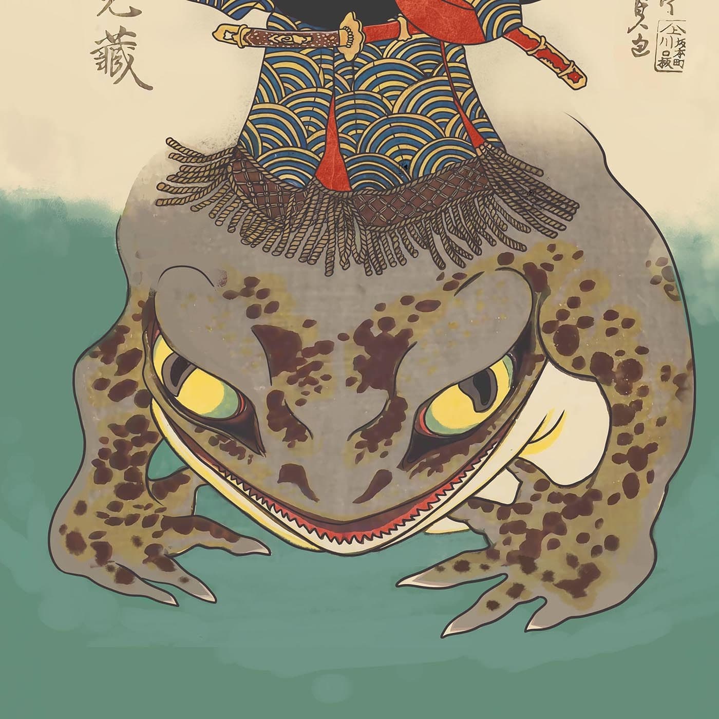 AOP T-Shirt Tenjiku Tokubei Ukiyo-e Japanese Samurai Ronin Toad Frog Vintage Antique Graphic Art T-Shirt