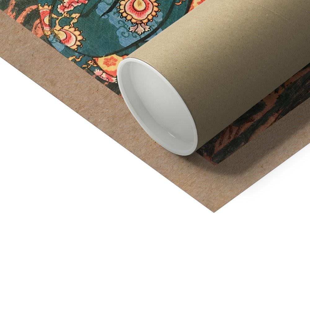 The Arhat Nakasaina Sonja Seated On a Rock, with Dragon Emerging From His Bowl, Vintage Buddhist Japanese Fine Art Print