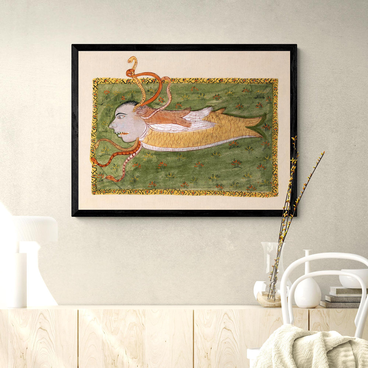 The Book of Wonders (Fish Djinn) Persian Mythology Muslim Sufi Islamic Art | Surreal, Fantasy Folklore Fine Art Print