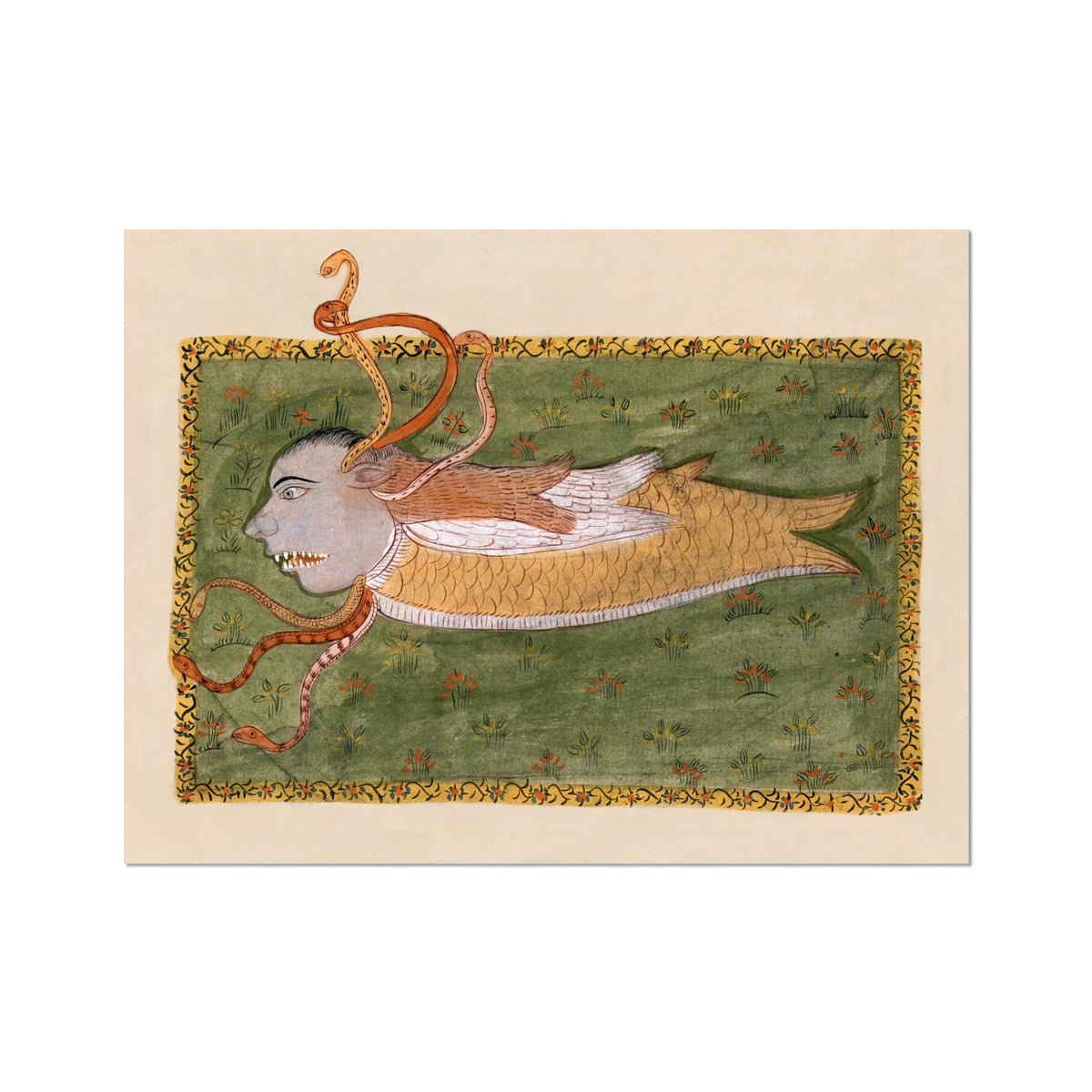 The Book of Wonders (Fish Djinn) Persian Mythology Muslim Sufi Islamic Art | Surreal, Fantasy Folklore Fine Art Print