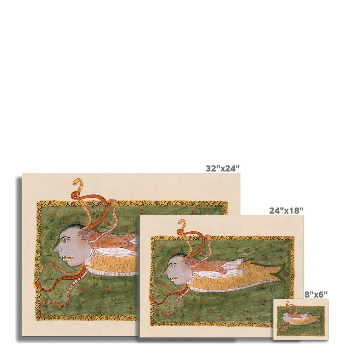 The Book of Wonders (Fish Djinn) Persian Mythology Muslim Sufi Islamic Art | Surreal, Fantasy Folklore Fine Art Print