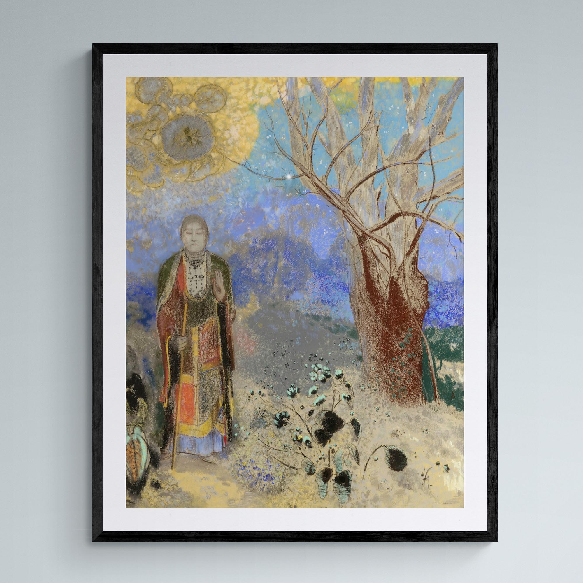 Framed Print 6"x8" / Black Frame The Buddha, by Odilon Redon, Symbolism Surrealist Gift Antique Buddhist Sacred Framed Art Print ...