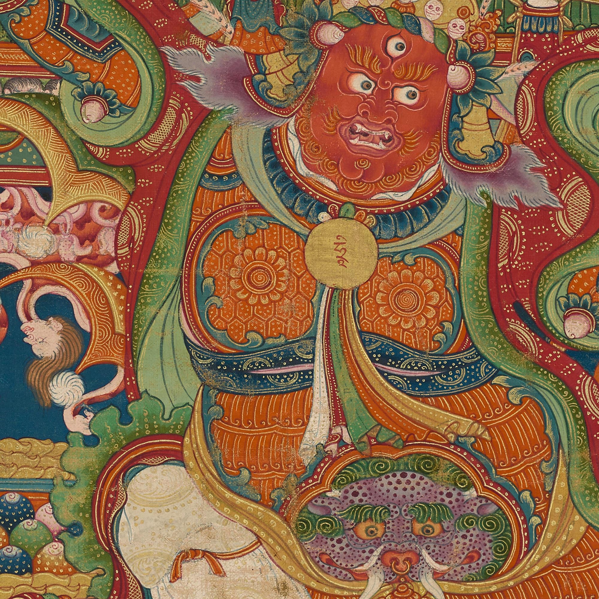 giclee The Buddhist Protector Nechung Chogyong Antique Tibetan Thangka Vintage Decor Fine Art Print