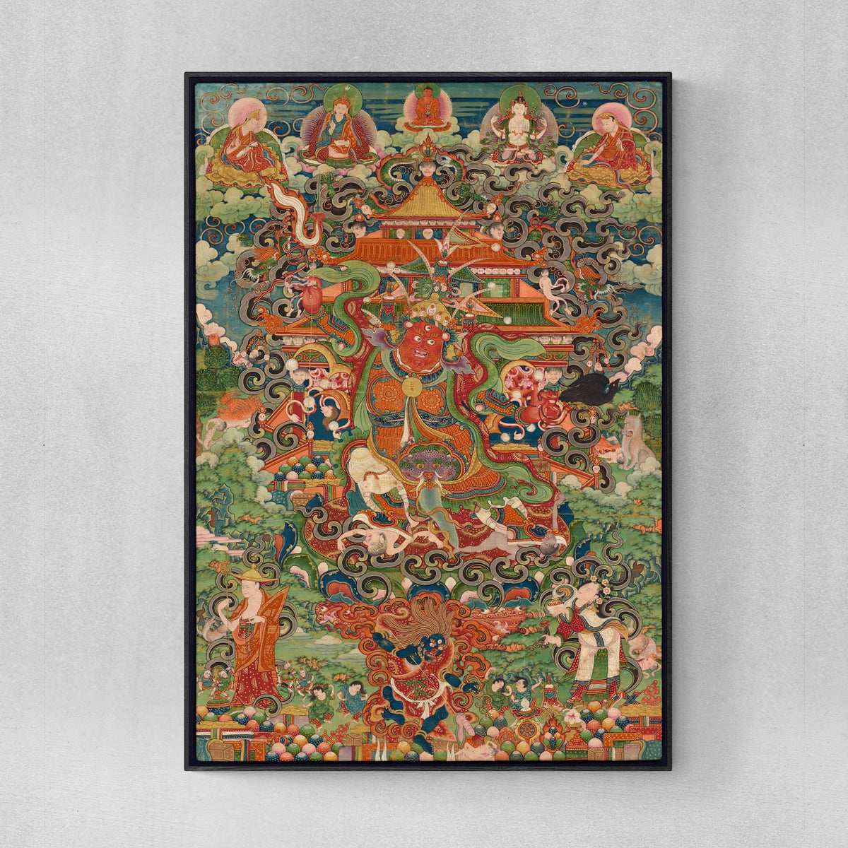 giclee 4&quot;x6&quot; The Buddhist Protector Nechung Chogyong Antique Tibetan Thangka Vintage Decor Fine Art Print