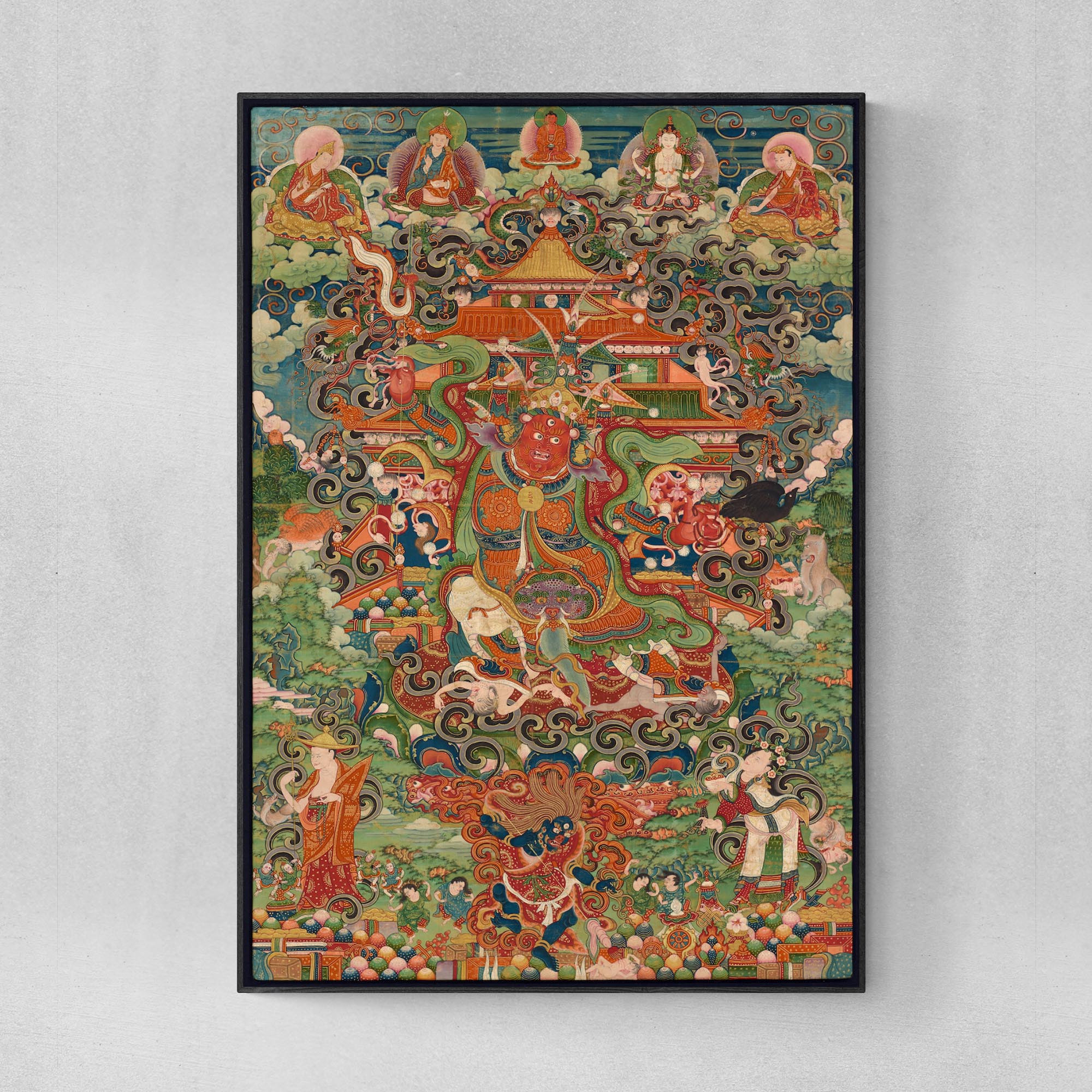 giclee 4"x6" The Buddhist Protector Nechung Chogyong Antique Tibetan Thangka Vintage Decor Fine Art Print