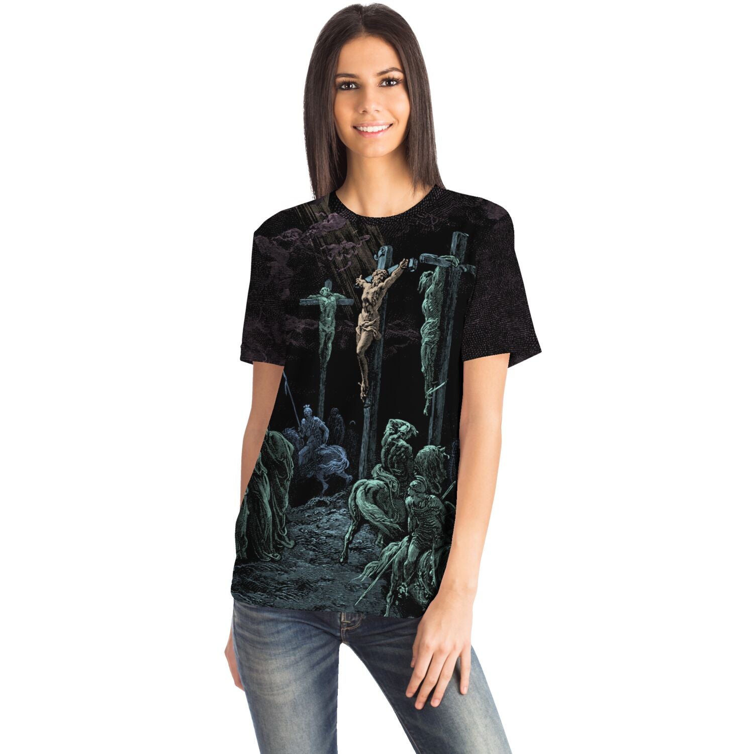T-shirt The Crucifixion of Christ by Gustave Dore, Paradise Lost, Dante, Surreal Spiritual Graphic Art T-Shirt