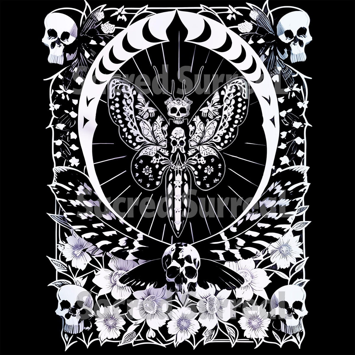 The Death's-Head Hawkmoth | Skull Macabre Gothic Horror Silence | Occult Moth Lamb Symbol, Graphic Art T-Shirt