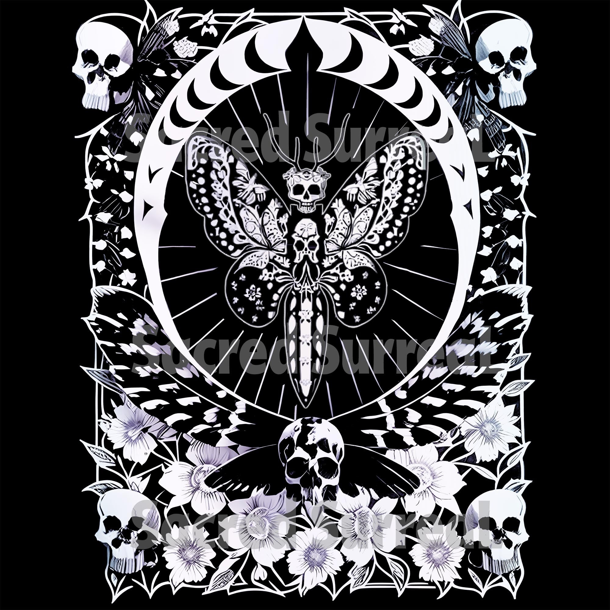 T-Shirts The Death's-Head Hawkmoth | Skull Macabre Gothic Horror Silence | Occult Moth Lamb Symbol, Graphic Art T-Shirt