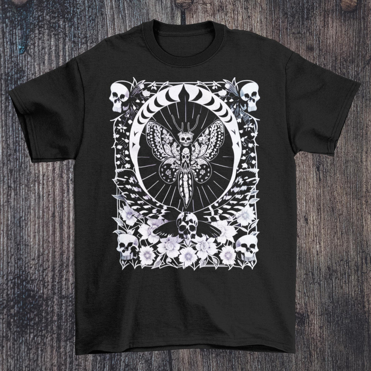 T-Shirts XS / Black The Death&#39;s-Head Hawkmoth | Skull Macabre Gothic Horror Silence | Occult Moth Lamb Symbol, Graphic Art T-Shirt