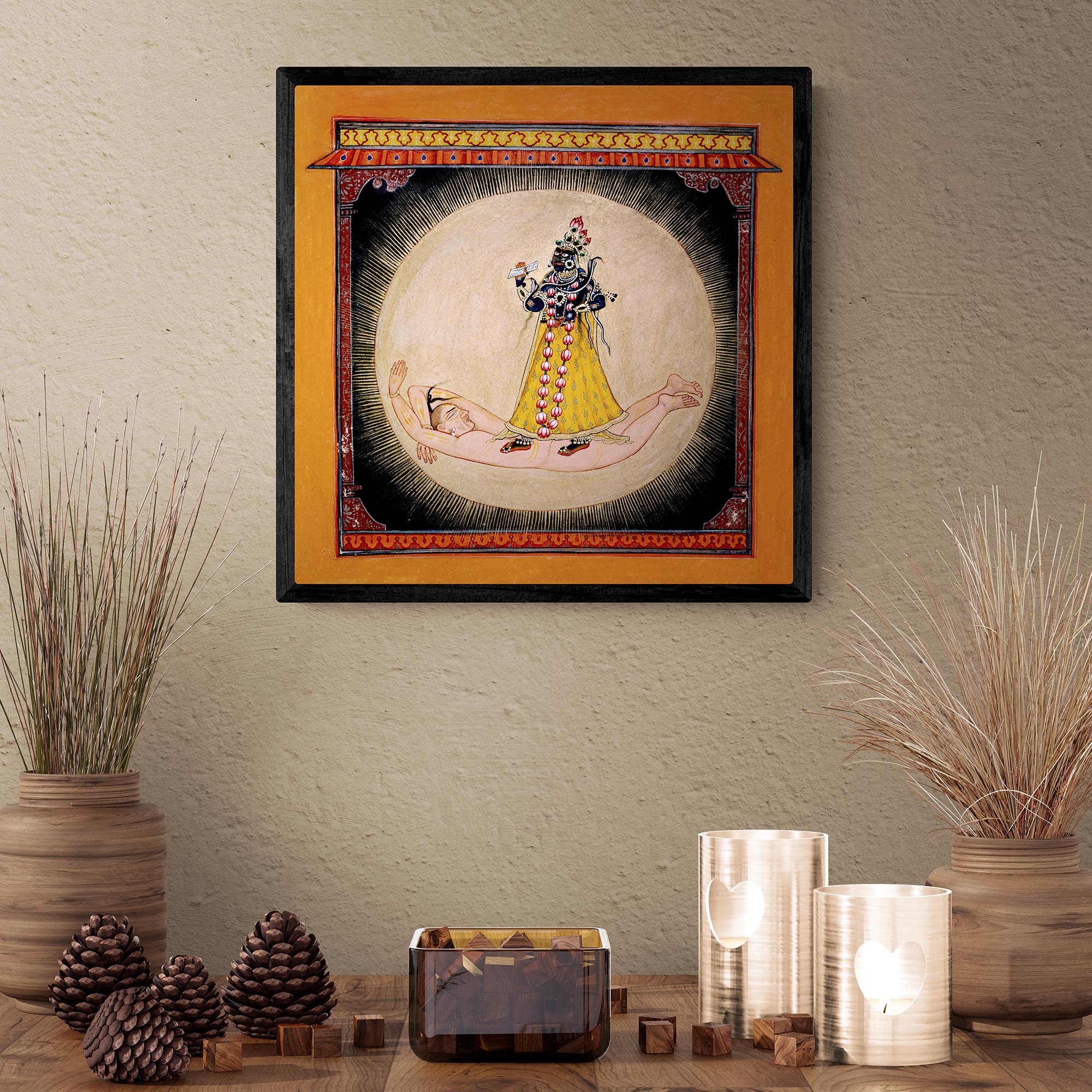 Fine art The Goddess Bhadrakali Emerging from a Sunlike Sphere | Vintage Hindu Mythology Fine Art Print