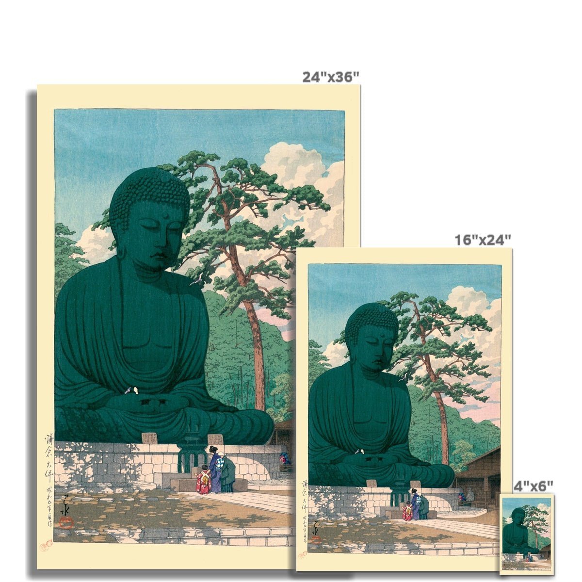 giclee The Great Buddha of Kamakura (Kawase Hasui) Antique Japanese Edo Woodblock Print Ukiyo-e Vintage Gift Fine Art Print