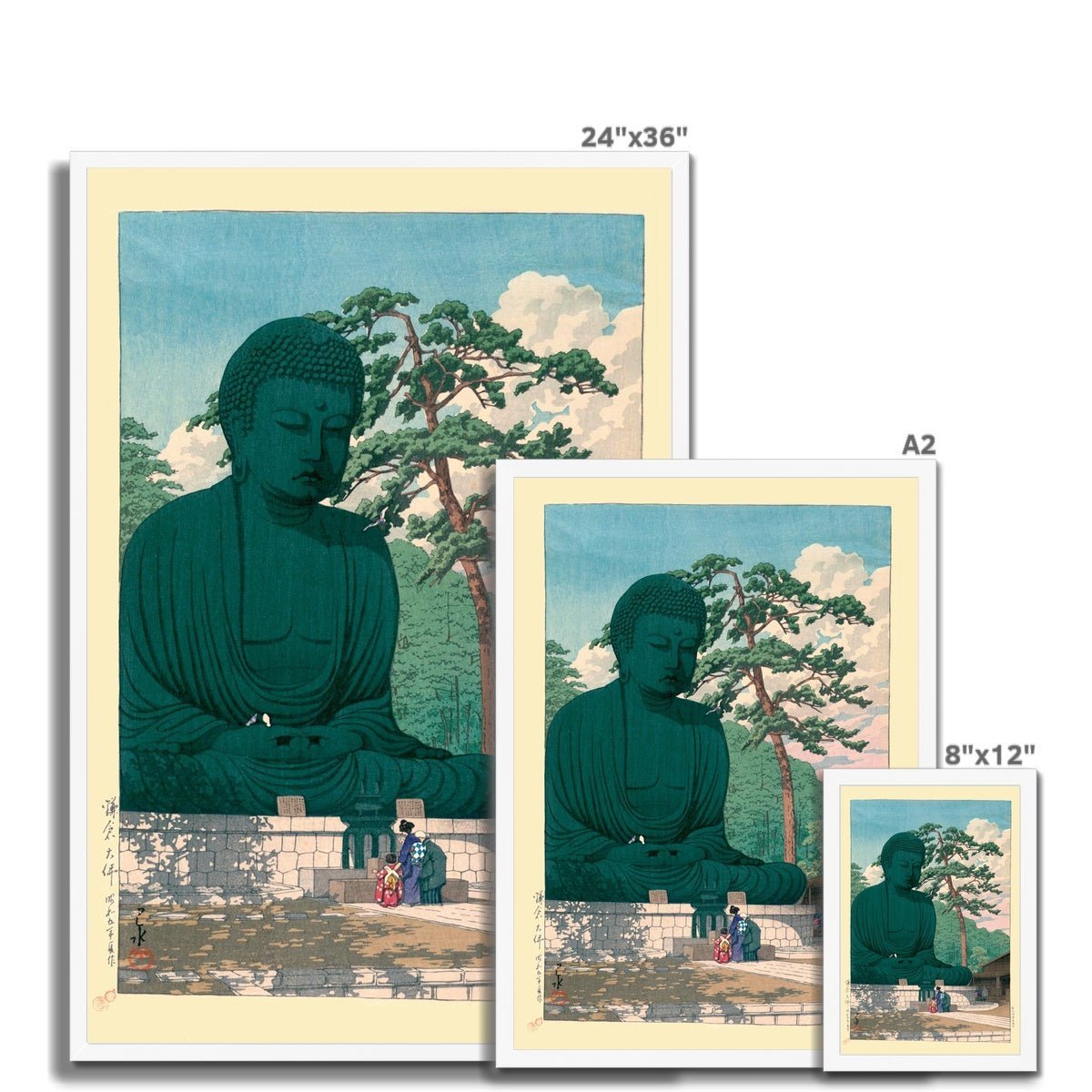 Framed Print The Great Buddha of Kamakura (Kawase Hasui) Japanese Edo Woodblock Ukiyo-E Framed Art Print