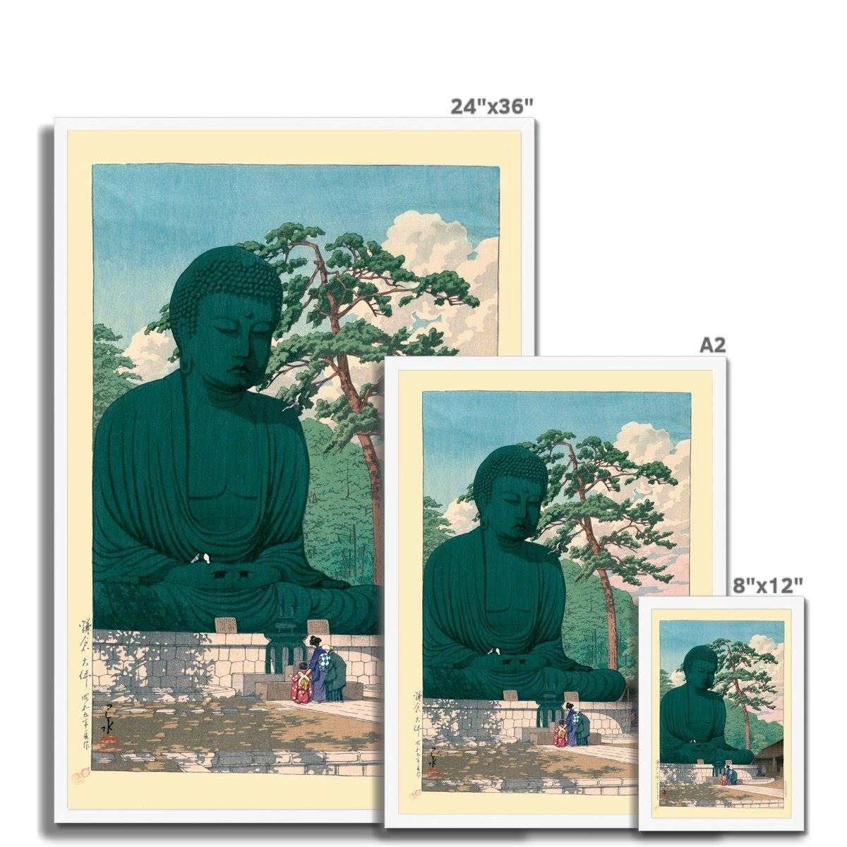 The Great Buddha of Kamakura (Kawase Hasui) Japanese Edo Woodblock Ukiyo-E Framed Art Print