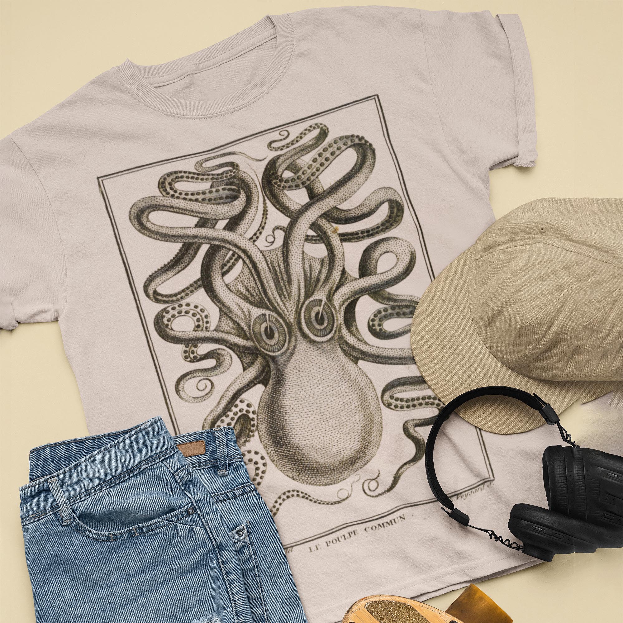 T-Shirts S / Sand The Kraken, Norse Viking Mythology, Seamonster, Giant Squid, Octopus Vintage Graphic T-Shirt
