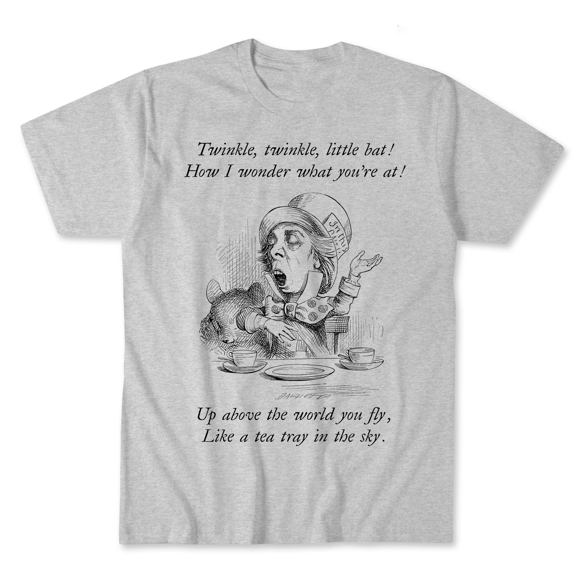 T-Shirts S / Ice Grey The Mad Hatter Shirt, Twinkle Twinkle Little Bat | Alice In Wonderland Graphic Art T-Shirt