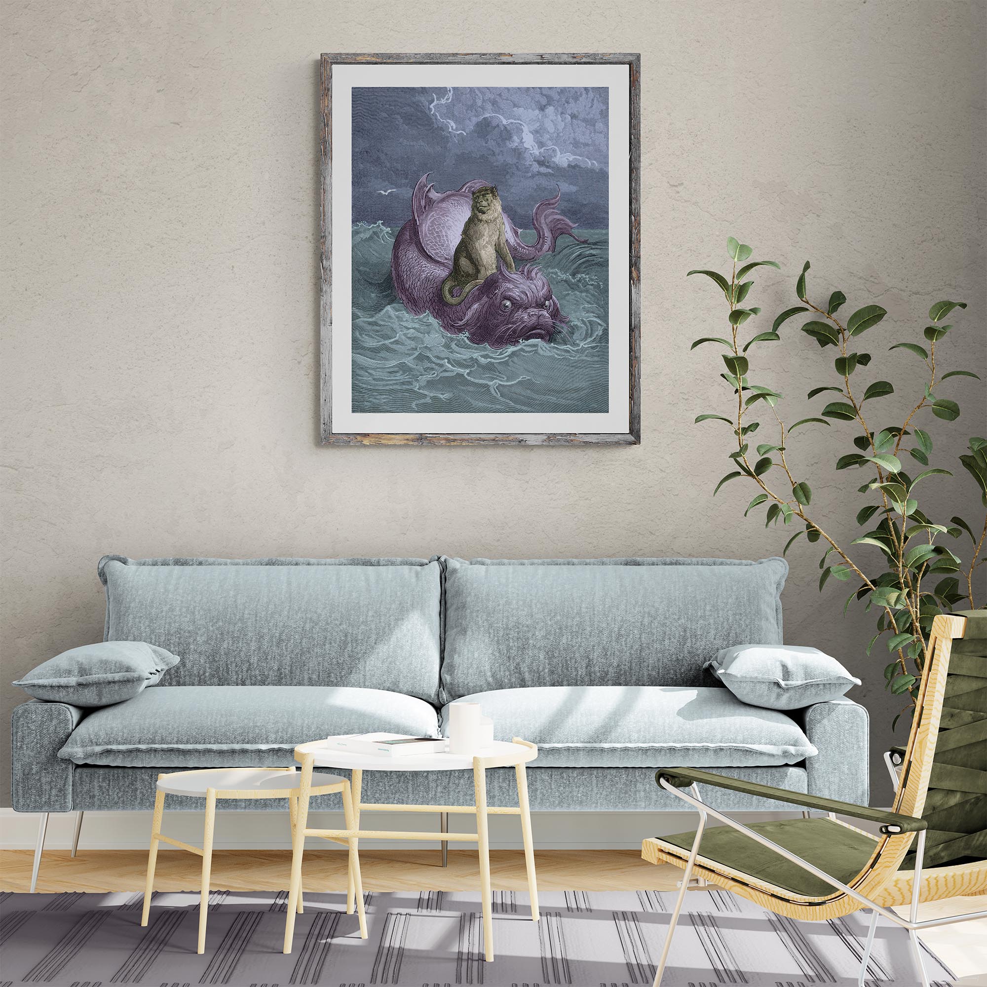 Fine art Monkey and Dolphin Dore Fine Art Print