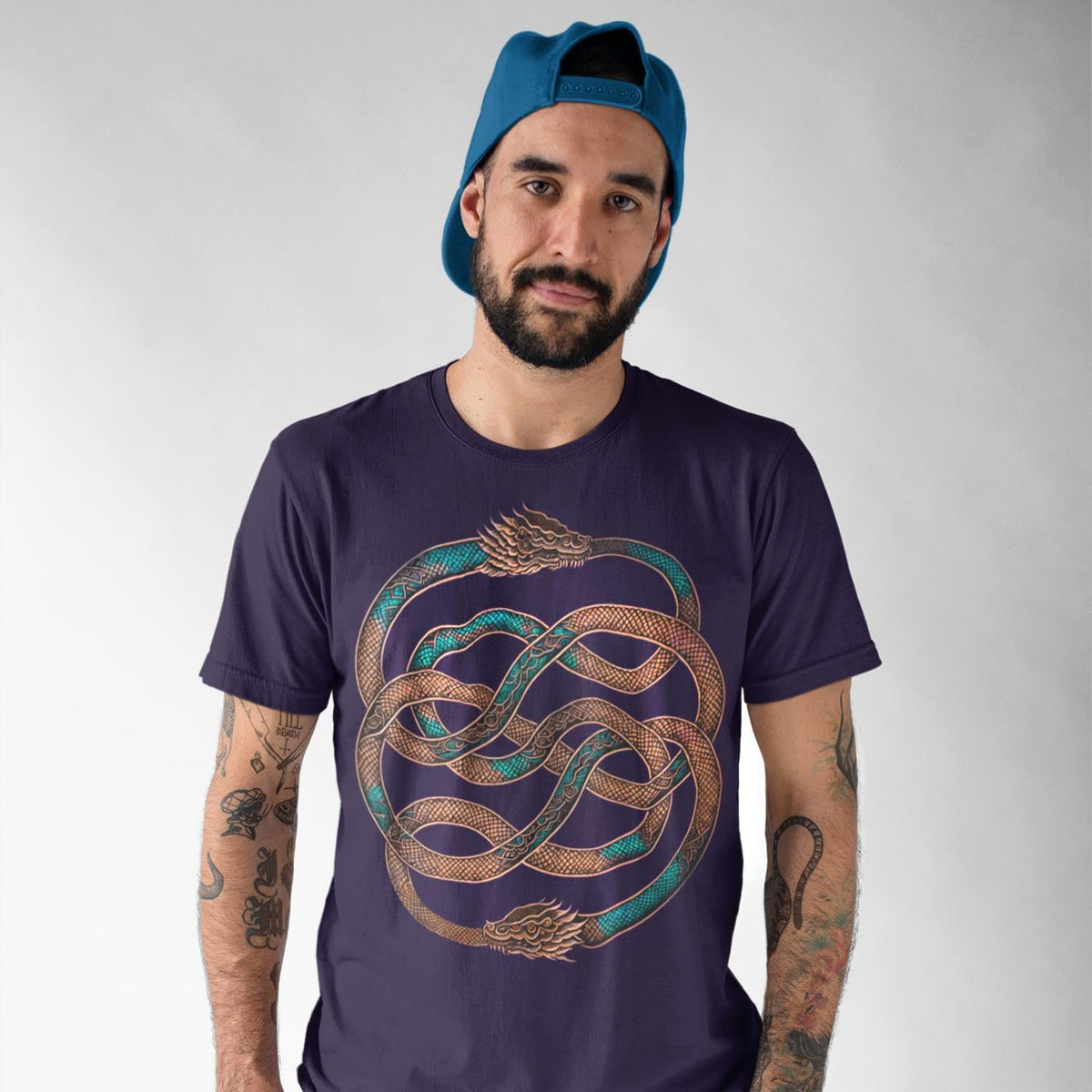The Ouroboros: Medieval Mystical Serpent, Dragon | Esoteric Alchemy | Egyptian Circle of Life Graphic Art T-Shirt