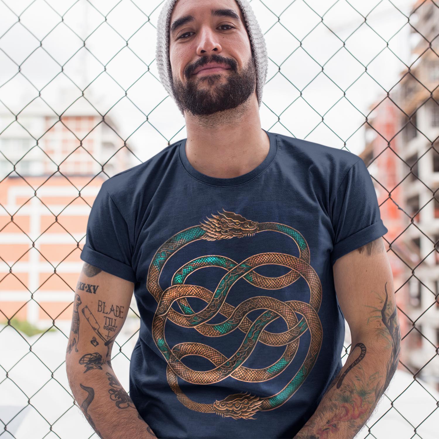 The Ouroboros: Medieval Mystical Serpent, Dragon | Esoteric Alchemy | Egyptian Circle of Life Graphic Art T-Shirt