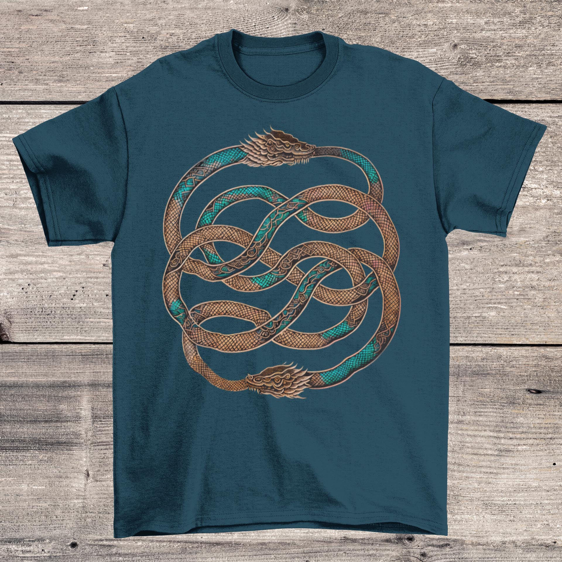T-Shirts S / Midnight The Ouroboros: Medieval Mystical Serpent, Dragon | Esoteric Alchemy | Egyptian Circle of Life Graphic Art T-Shirt