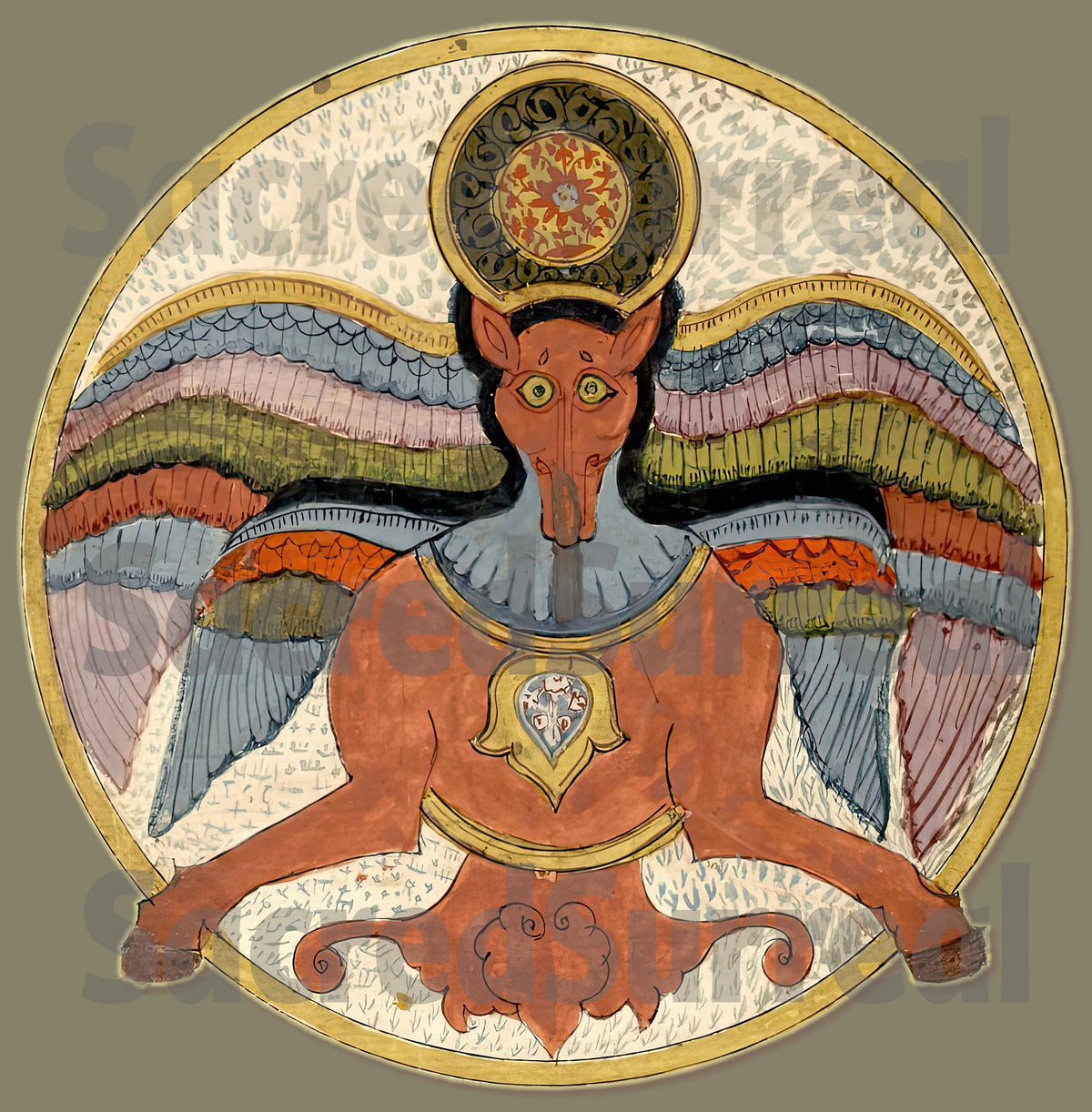 The Radiance of Al-'Ilm (1670) | Watercolor Flying Horse, Steed, Pegasis | Arabic Illuminated Codex Graphic Art T-Shirt