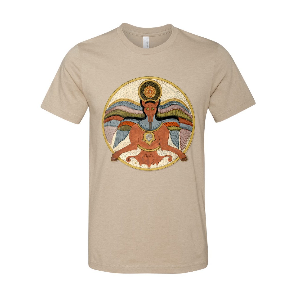 T-Shirts XS / Heather Tan The Radiance of Al-'Ilm (1670) | Watercolor Flying Horse, Steed, Pegasis | Arabic Illuminated Codex Graphic Art T-Shirt